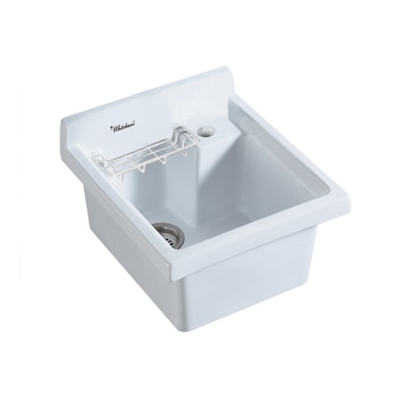 Whitehaus Vitreous China Sgl Bowl, Drop-In Sink W/ Wire Basket And 3-1/2 Off Cente WH474-53